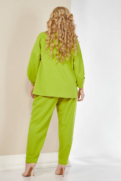 Костюм блуза с рукавом и брюки свободного силуэта VIA-Mod 549 лайм - фото 3