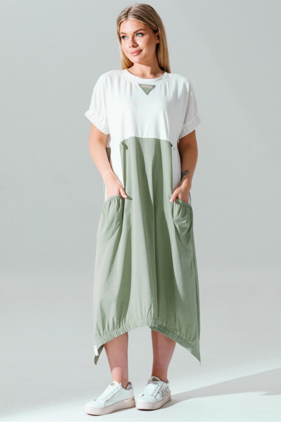 Платье из трикотажа и хлопка с декоративными вставками Faufilure C1645 - фото 3