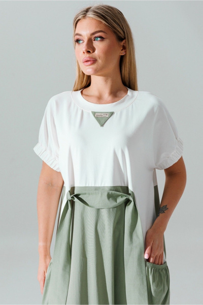 Платье из трикотажа и хлопка с декоративными вставками Faufilure C1645 - фото 2