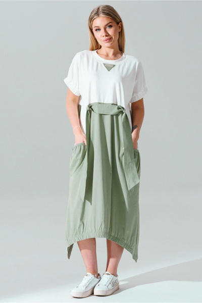 Платье из трикотажа и хлопка с декоративными вставками Faufilure C1645 - фото 1