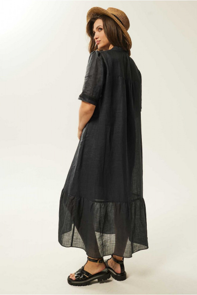 Черное летнее платье из кружев и текстиля с воланами Mislana С941/1 - фото 11