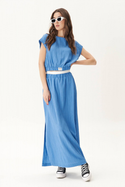 Блуза и юбка из вискозы с разрезами и поясом на лето Fantazia Mod 4824 - фото 5