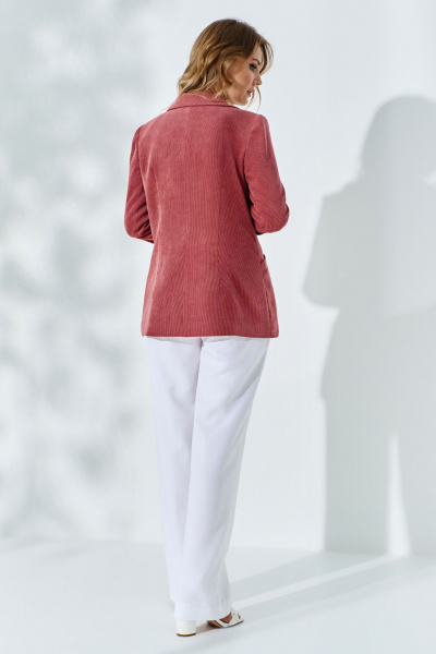 Летний костюм из льна с прорезными карманами и подкладкой Euromoda 516 роза - фото 2