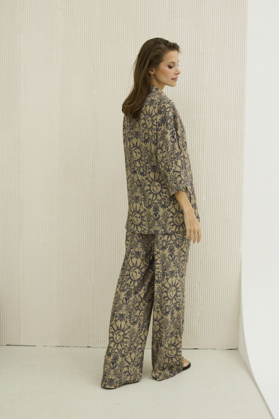 Бежевый комплект блузка и свободные брюки из вискозы DAVA 2208-1 - фото 2