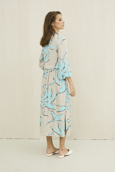 Платье из вискозы голубое свободного силуэта на лето DAVA 1172 серо-голубой - фото 13