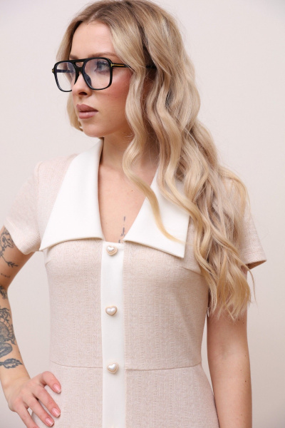 Трикотажное платье трапеция с отрезной талией и короткими рукавами LM М79 - фото 6