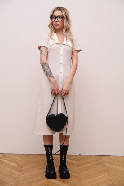 Трикотажное платье трапеция с отрезной талией и короткими рукавами LM М79 - фото 2