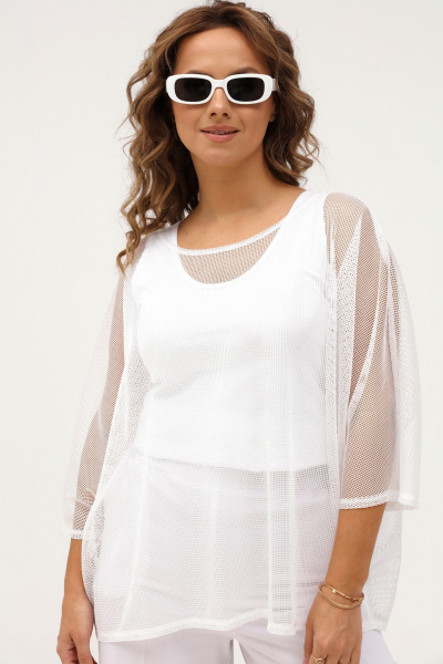 Белая сетчатая блузка и топ для стильных летних образов Angelina & Сompany 1000 - фото 7