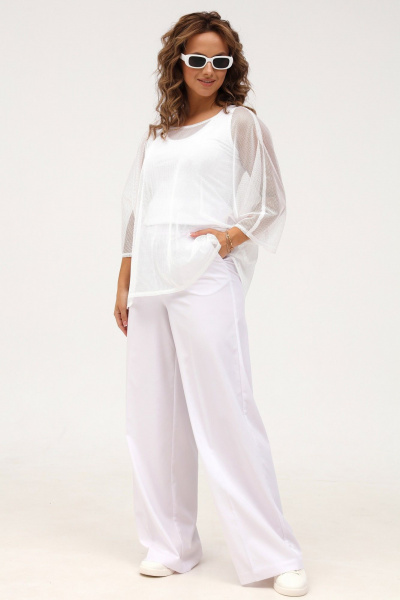Белая сетчатая блузка и топ для стильных летних образов Angelina & Сompany 1000 - фото 3