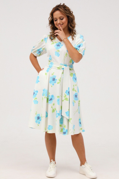 Летнее хлопковое платье полуприлегающего силуэта с коротким рукавом Angelina & Сompany 1001 - фото 5