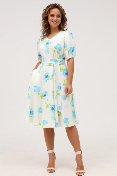 Летнее хлопковое платье полуприлегающего силуэта с коротким рукавом Angelina & Сompany 1001 - фото 4