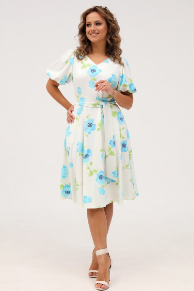 Летнее хлопковое платье полуприлегающего силуэта с коротким рукавом Angelina & Сompany 1001 - фото 1