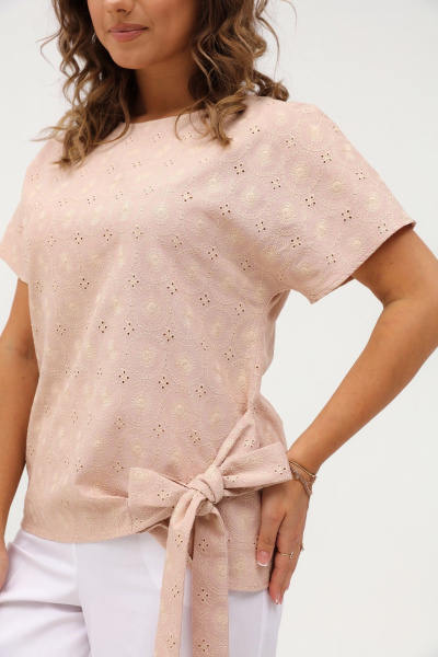 Бежевое летнее платье из трикотажа с приталенным силуэтом Angelina & Сompany 999 - фото 8