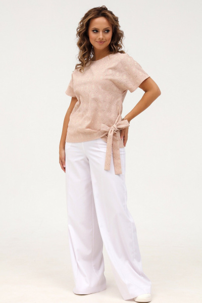 Бежевое летнее платье из трикотажа с приталенным силуэтом Angelina & Сompany 999 - фото 2