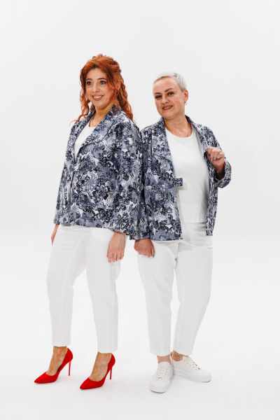 Блуза, брюки, жакет Mubliz 148 серый-молоко - фото 6