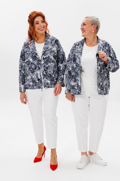 Блуза, брюки, жакет Mubliz 148 серый-молоко - фото 5