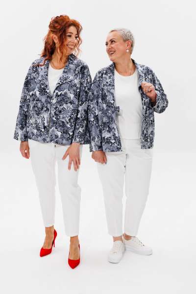 Блуза, брюки, жакет Mubliz 148 серый-молоко - фото 4