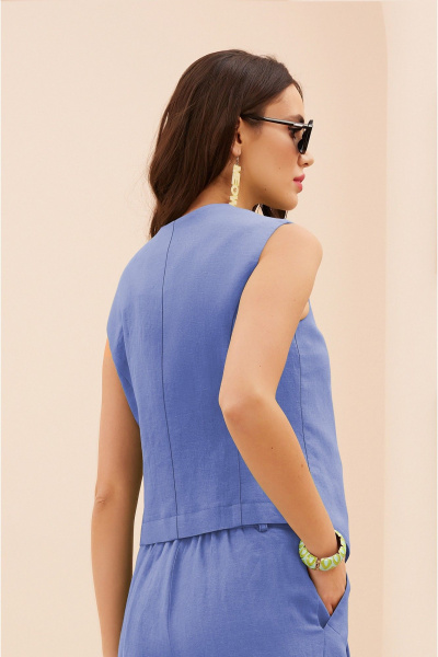 Летний костюм с жилетом и брюками из вискозы и льна Lissana 4940 лавандовый - фото 6