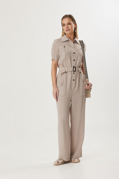 Бежевый демисезонный комбинезон из вискозы для элегантных образов Твой имидж 1591 бежевый - фото 4