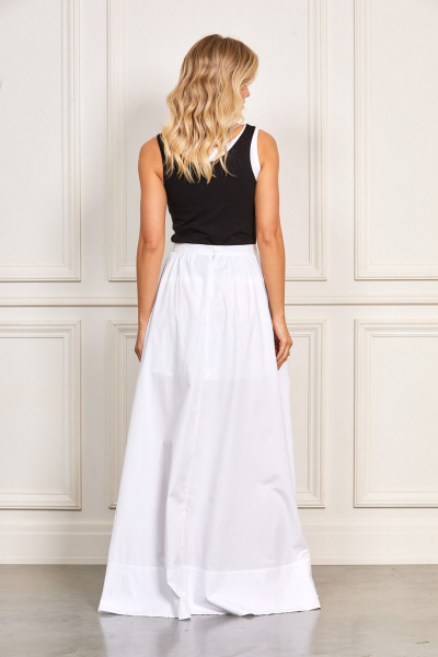 Юбка белая расклешенная с сборкой и карманами на широкой обтачке Rivoli 4049 белый - фото 3
