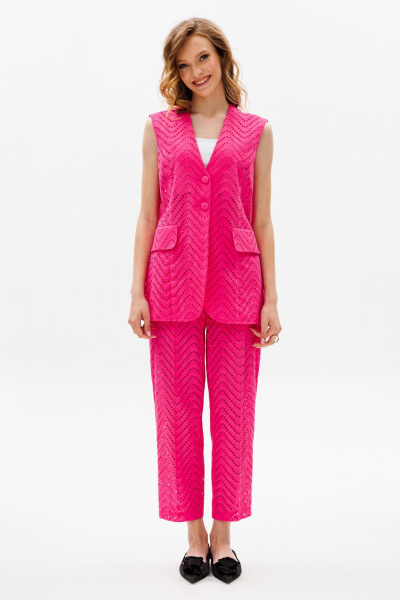 Комплект из гипюра из хлопка с брюками-чинос EOLA 2641 малина - фото 6