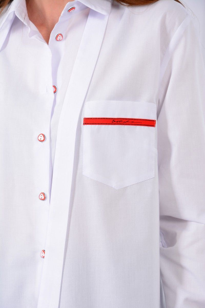 Женская белая рубашка из хлопка с пуговицами LM CO601 - фото 9