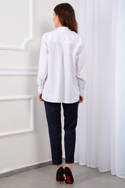 Женская белая рубашка из хлопка с пуговицами LM CO601 - фото 8