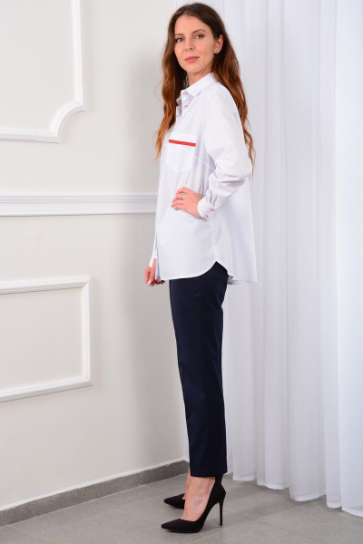 Женская белая рубашка из хлопка с пуговицами LM CO601 - фото 7