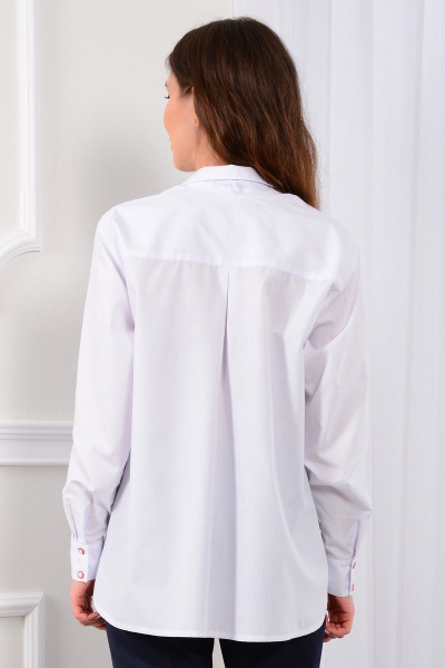 Женская белая рубашка из хлопка с пуговицами LM CO601 - фото 3