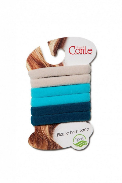Резинка для волос, демисезонная, трикотаж, синий, 6 шт CONTE Резинка_(azure)_ 6_шт - фото 1