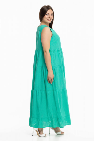 Льняной сарафан с воланами и длинной юбкой Avila 0959 бирюзовый - фото 9
