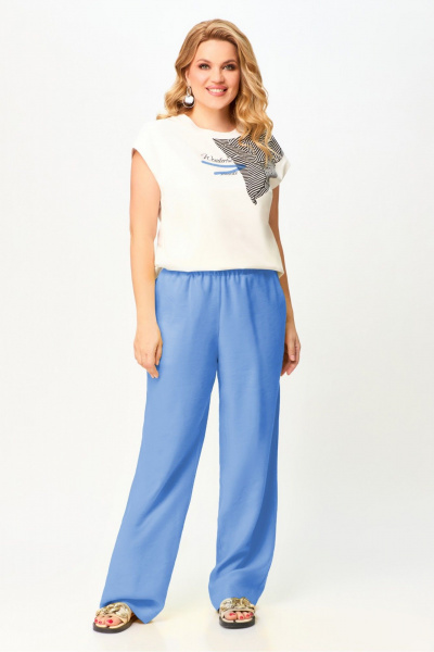 Джемпер с декоративной печатью для повседневных образов Laikony L-291-1 бел+син - фото 2