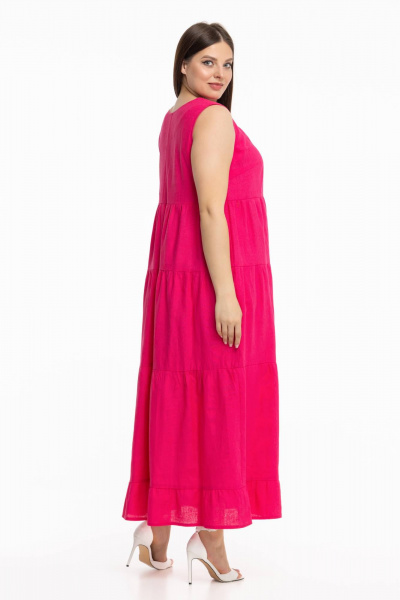 Льняной сарафан с воланами и длиной в пол Avila 0959 малиновый - фото 6