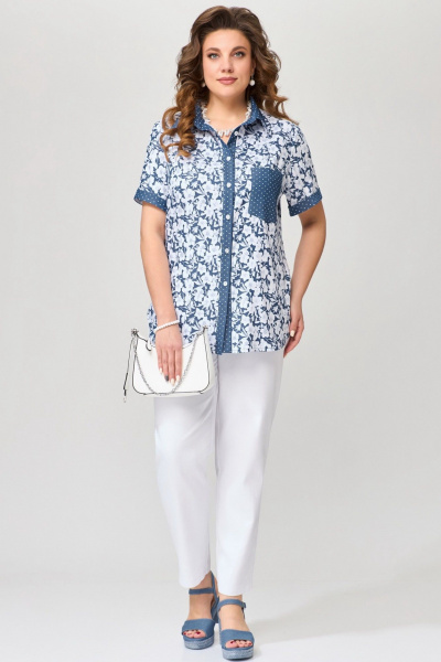 Блуза, брюки Fita 1661 сине-белый - фото 2