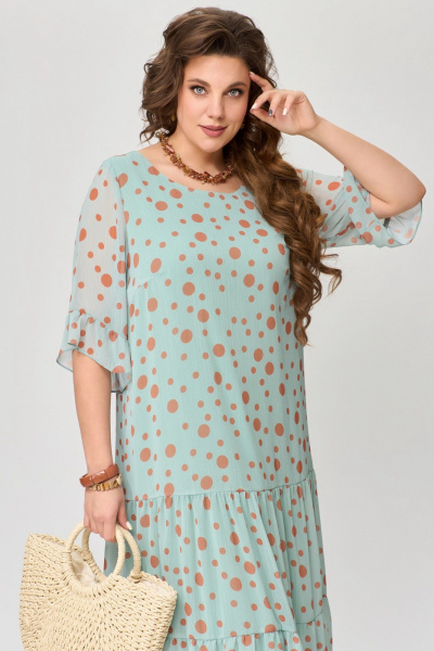 Шифоновое платье с воланами и завязками для летних выходов Fita 1682 мятный - фото 5