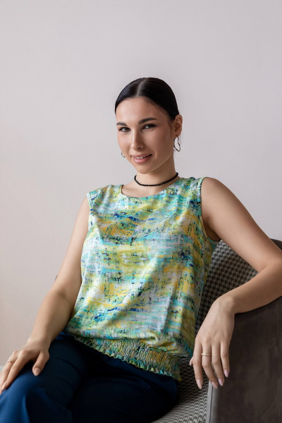 Летняя безрукавная блузка с поясом из вискозы LADO 899/2-20 - фото 4