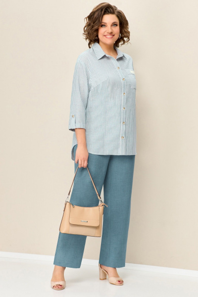 Блуза, брюки VOLNA 1346 бирюзово-голубой - фото 1