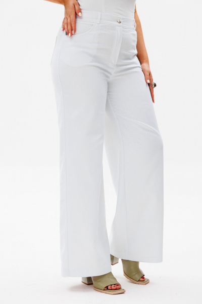 Брюки палаццо из мягкого джинса с карманами Anelli 1437 белый - фото 4
