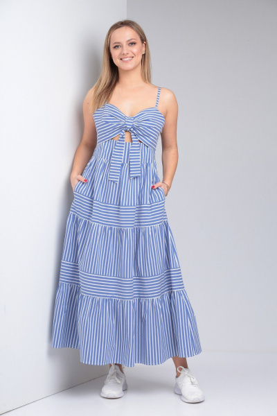 Летний сарафан из хлопковой ткани с воланами и бантами TVIN 7693 - фото 4