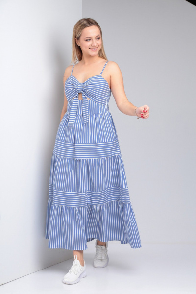 Летний сарафан из хлопковой ткани с воланами и бантами TVIN 7693 - фото 3