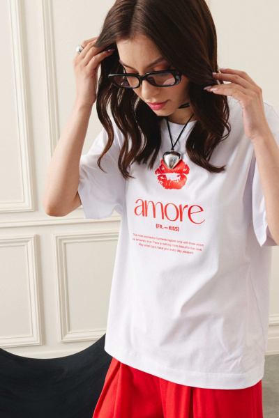 Свободная футболка из вискозы с печатью и коротким рукавом Lokka 1444 - фото 4