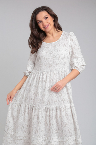 Классическое летнее платье из муслиновой хлопковой ткани LeNata 13273 рисунок-на-молочном - фото 7