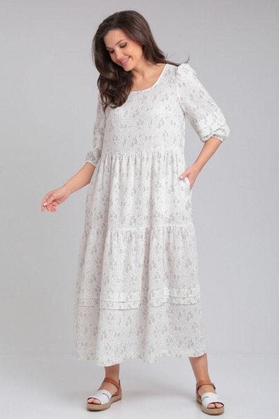 Классическое летнее платье из муслиновой хлопковой ткани LeNata 13273 рисунок-на-молочном - фото 5