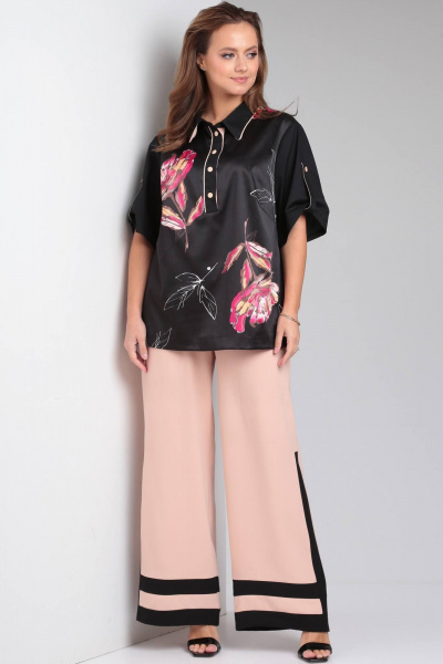 Летний палаццо-комплект с рубашкой из хлопка и вискозы Viola Style 20656 - фото 1