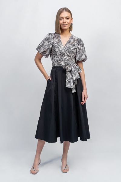 Блуза и миди юбка из текстиля для стильных образов Noche mio 5.315 lotos - фото 1