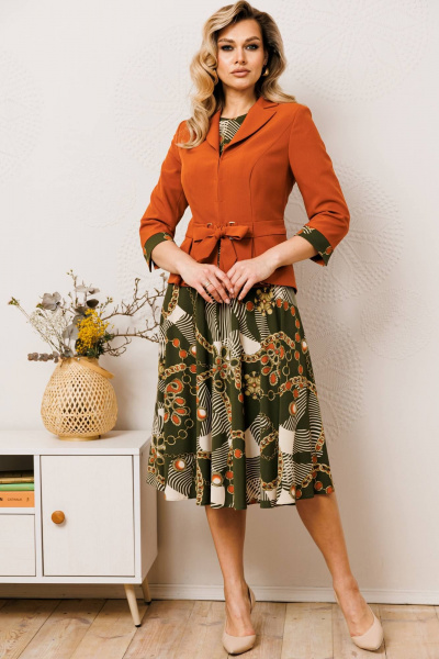 Жакет, платье Мода Юрс 2513-1 терракот - фото 1