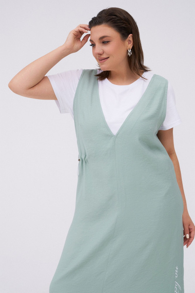 Комплект сарафан и футболка из текстиля для летнего образа KaVaRi 8031.1 мята - фото 8