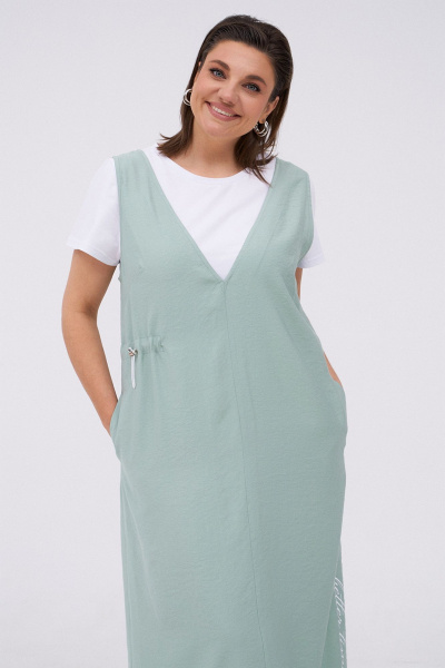 Комплект сарафан и футболка из текстиля для летнего образа KaVaRi 8031.1 мята - фото 7
