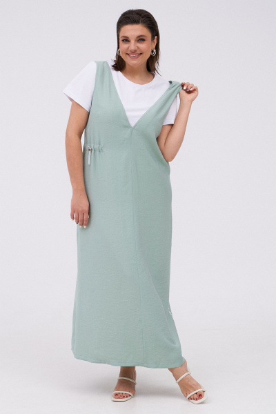 Комплект сарафан и футболка из текстиля для летнего образа KaVaRi 8031.1 мята - фото 6