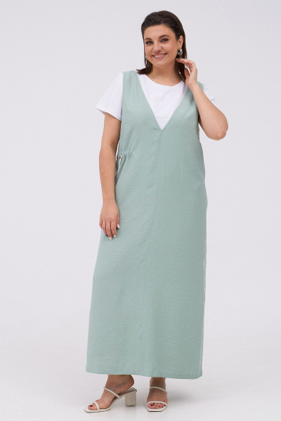 Комплект сарафан и футболка из текстиля для летнего образа KaVaRi 8031.1 мята - фото 5